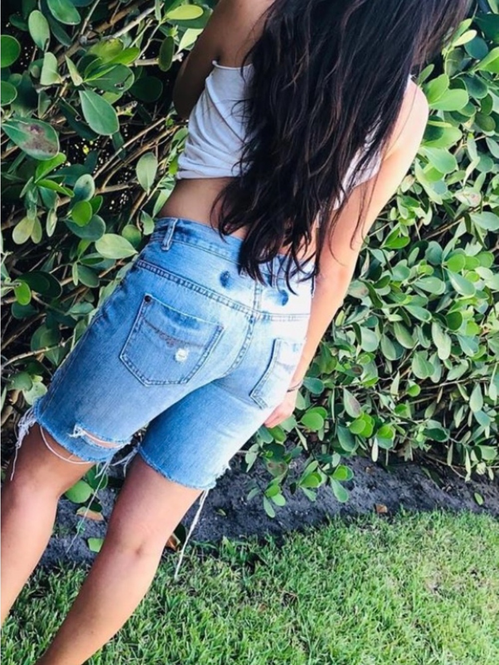 GAP Light Blue Distressed Denim Bermudas